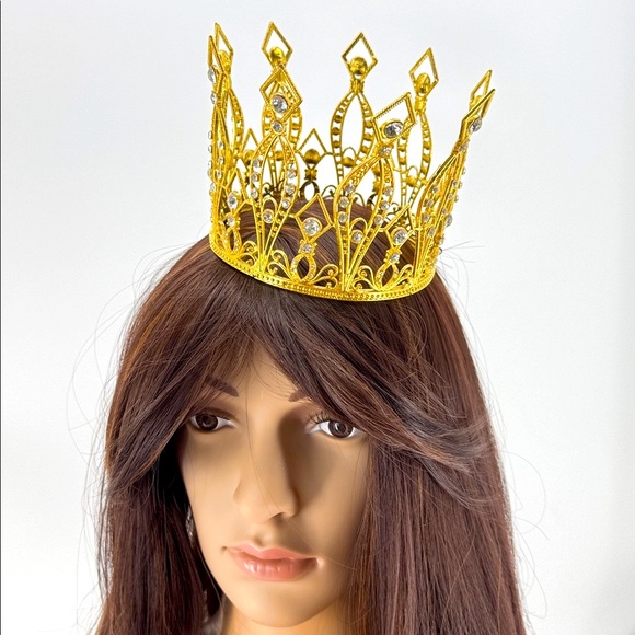 Vintage Accessories - Vintage Ethereal Cosplay Rhinestone Quinceanera Wedding Bride Crown Headpiece